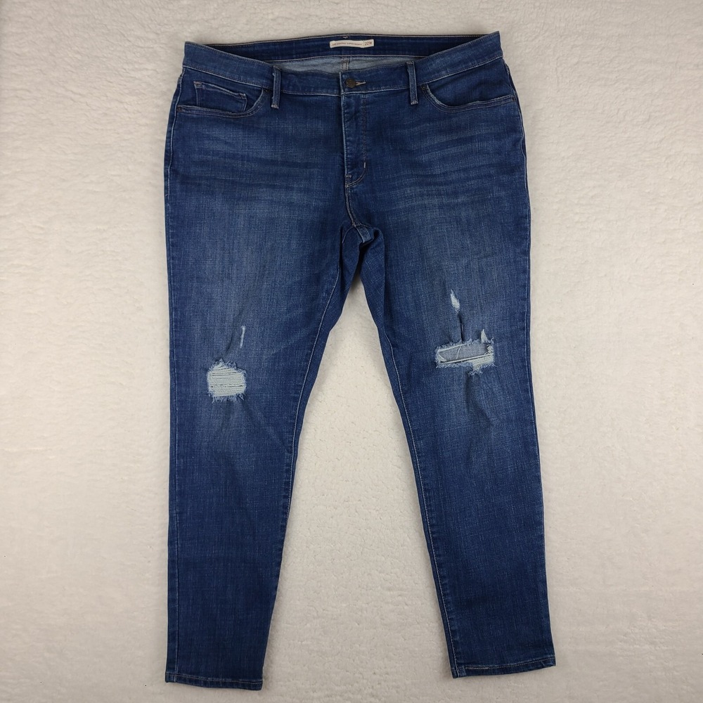 Levi's 310 Jeans Womens 22W Blue Shaping Super‎ Skinny Distress Dark Wash Denim